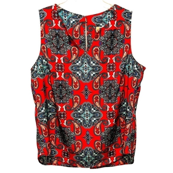 VERSE WOMEN’S Paisley Print Split Neck Sleeveless Blouse, Size Large - Picture 10 of 13